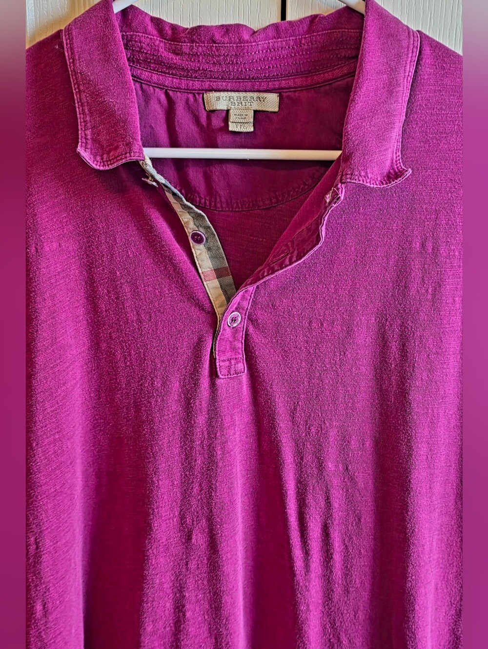 Burberry Brit Men's XXL Plum-Magenta Polo Shirt